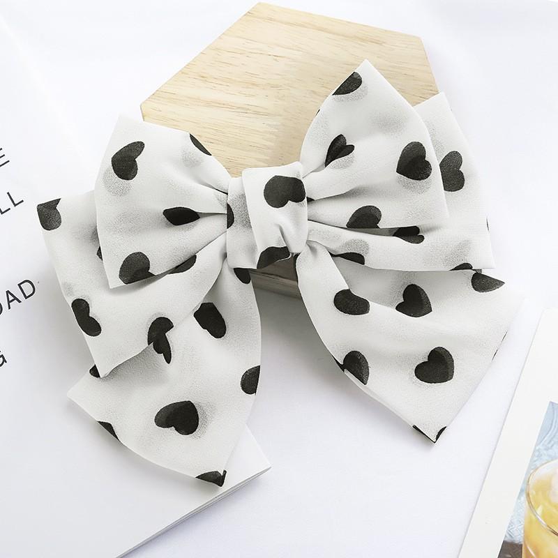 Handmade Triple Layer Heart Bow Hair Clip Women Sweet Forest Style Large Tulle Clamp