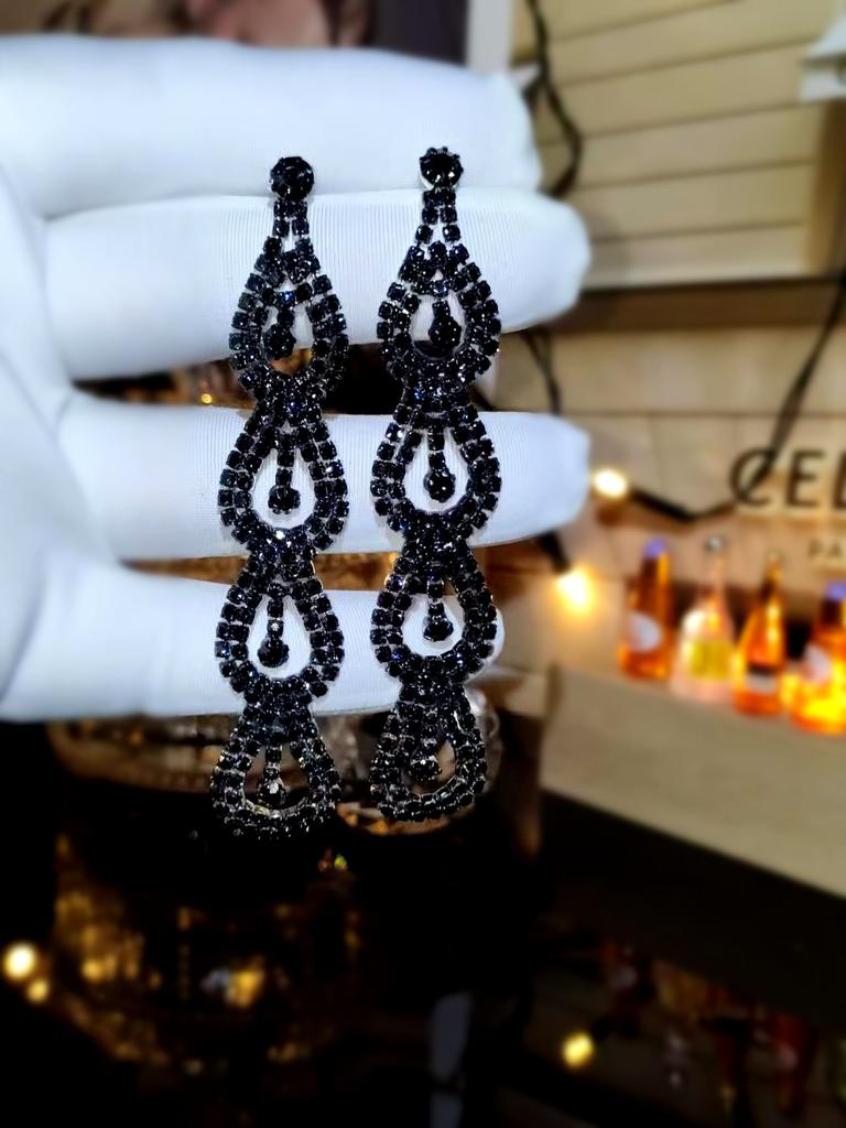 Claw Chain Series Rhinestone Earrings Women's Super Flash Full Diamond Long Earrings Studs Dinner Party Versatile Earrings Earrings