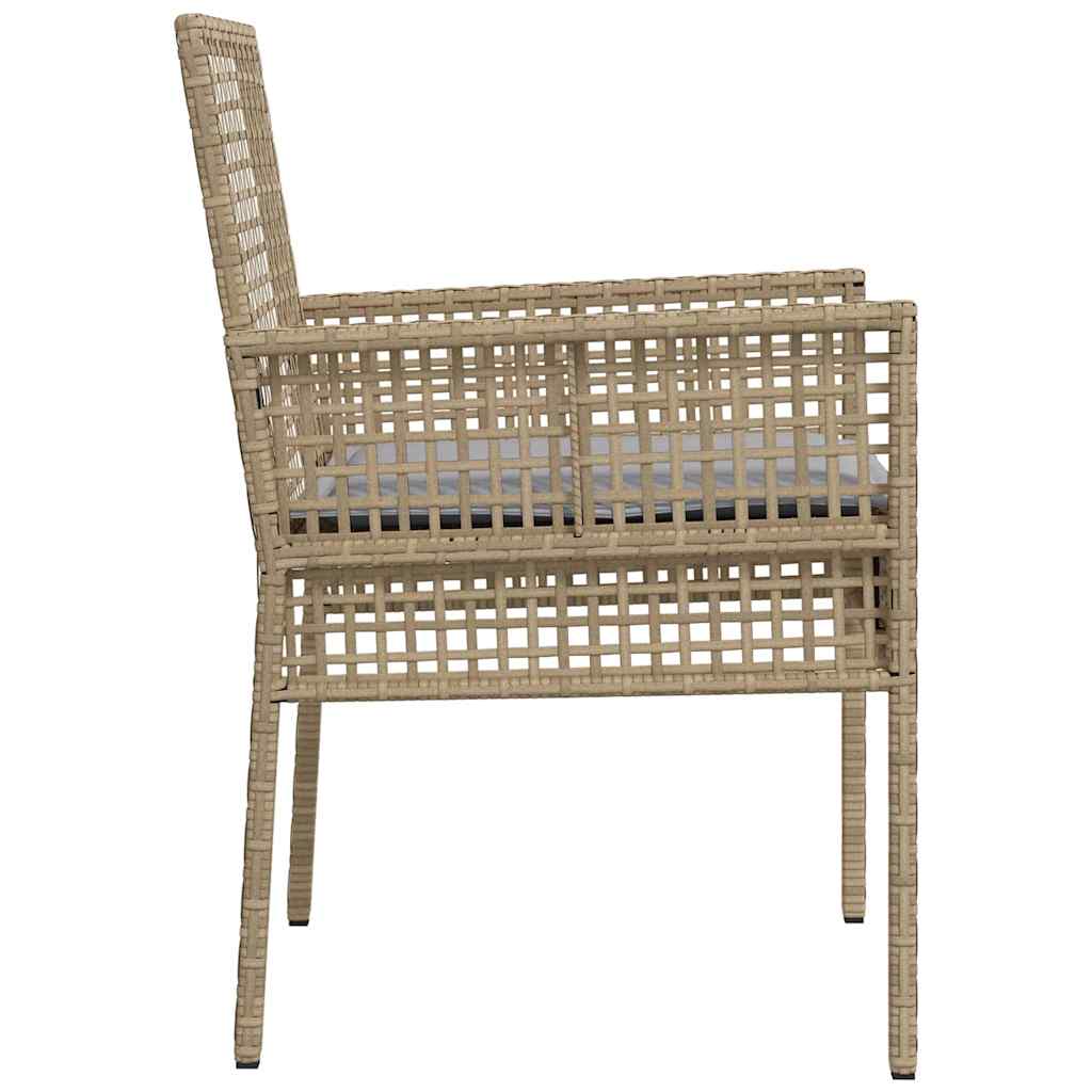 Garden Chair with Cushion 2 pcs Beige 55 x 53 x 85 cm Poly Rattan