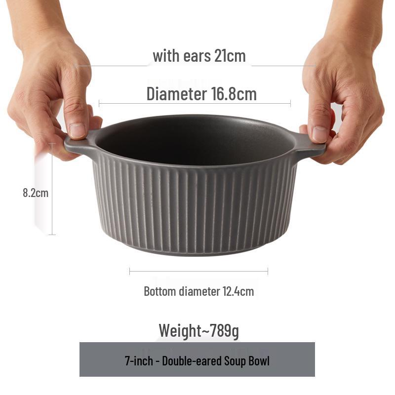 Nordic Double Handle Anti-Scald Noodle Bowl - Large Soup & Rice Bowl