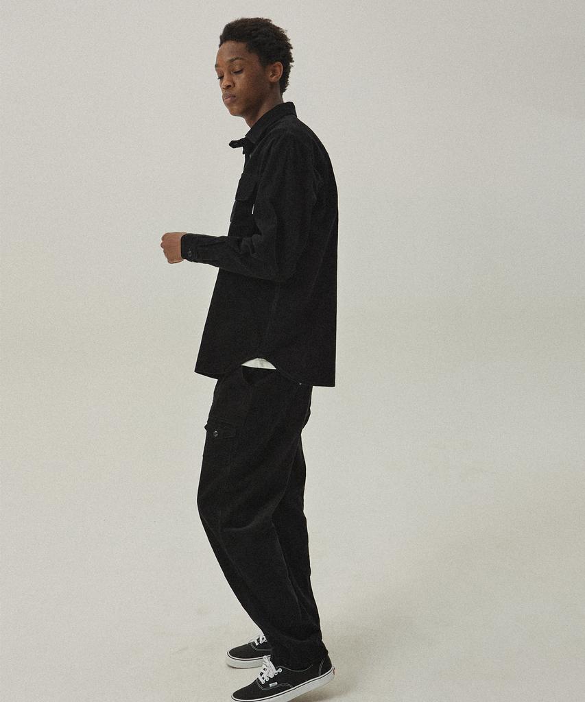 MAGOODGAN Labor 2113 Corduroy Utility Loose Fit Black Shirt