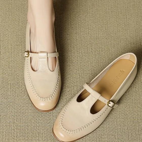First layer of sheepskin~ French single shoes women's flat 2025 new versatile small leather shoes with skirts retro Mary Jane shoes
