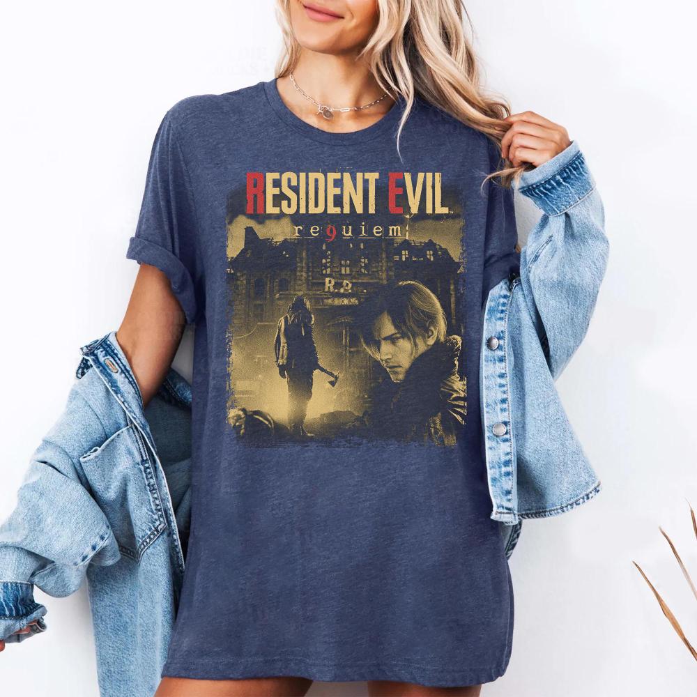 Resident Evil Requiem Leon Kennedy Tshirt Unisex and Women New Summer Cotton Clothing Casual Fashion Short Sleeved Tee Streetwear