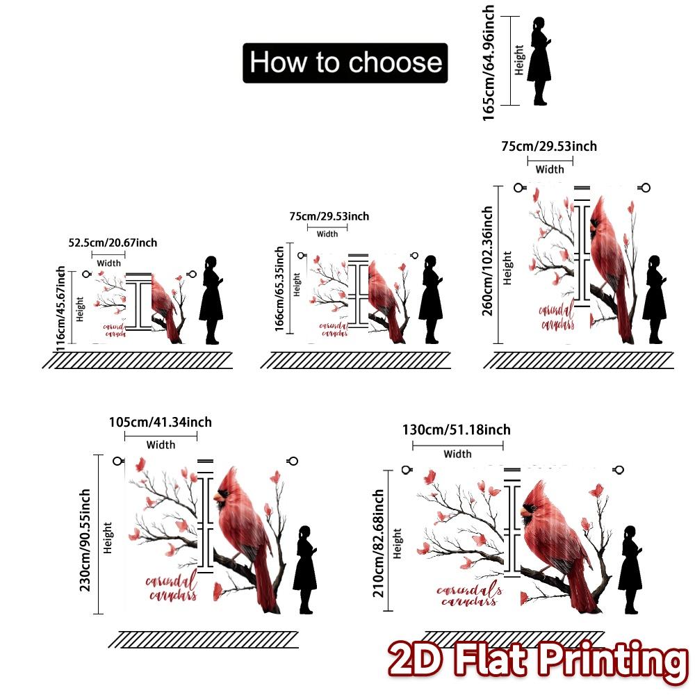 2D Flat Printing  JIT 2pcs   Curtains (Without Rod) Cardinal Whispers Pattern Chic Curtains Versatile Polyester Curtains