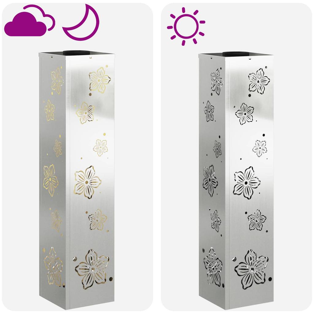 Solar LED Path Light 2 Pcs Silver Galvanized Steel