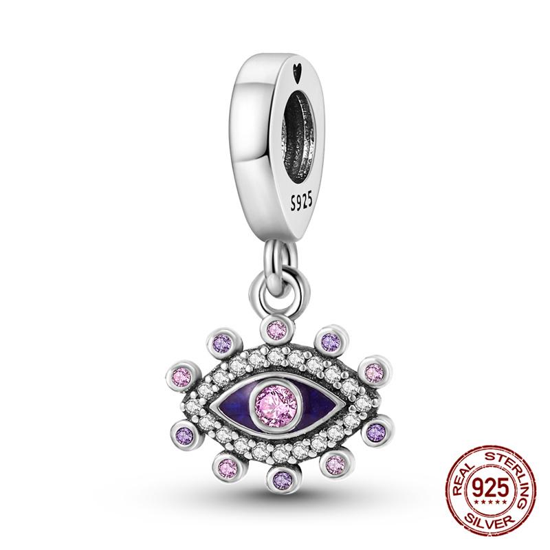 Original 100% Copper Blue Zircon Devil Eye Series Charms Fitoriginal Bracelet Diy Jewelry Making Women Gift