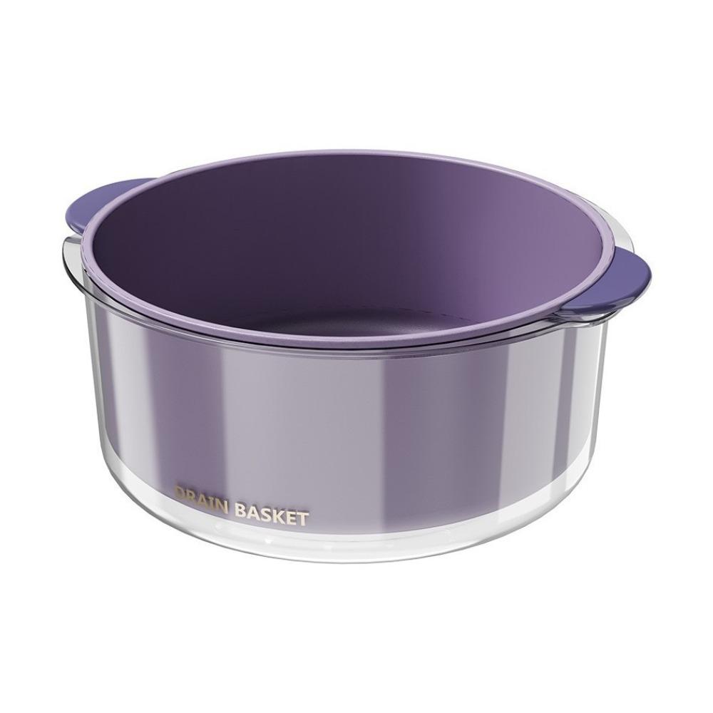 

Double-layer Vegetable Washing Basket with Handle Vegetable Fruit Strainer Kitchen Use L фіолетовий