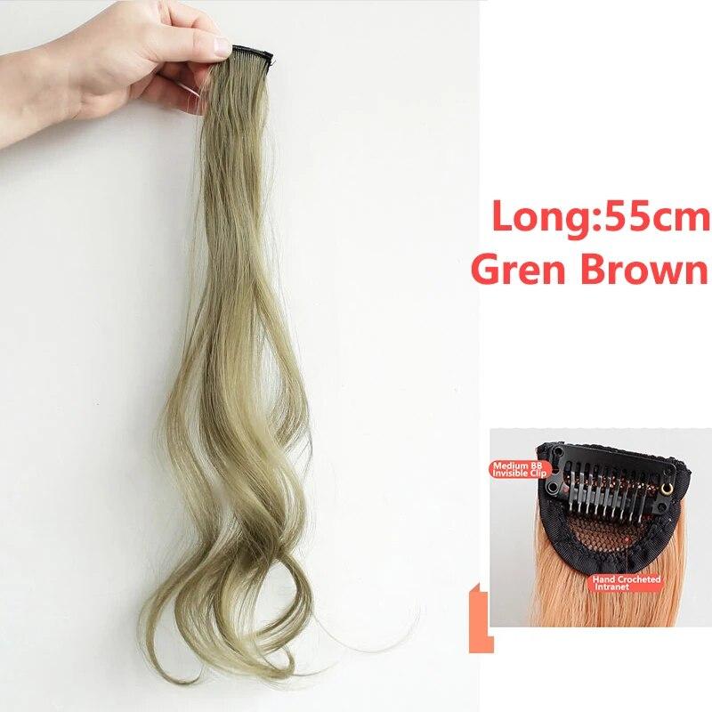 

Парики Зажим для наращивания волос Застежки-заколки 60 см Невидимый волнистый парик Шелковистые заколки для волос Аксессуары для укладки Наращивание волос 12 green brown