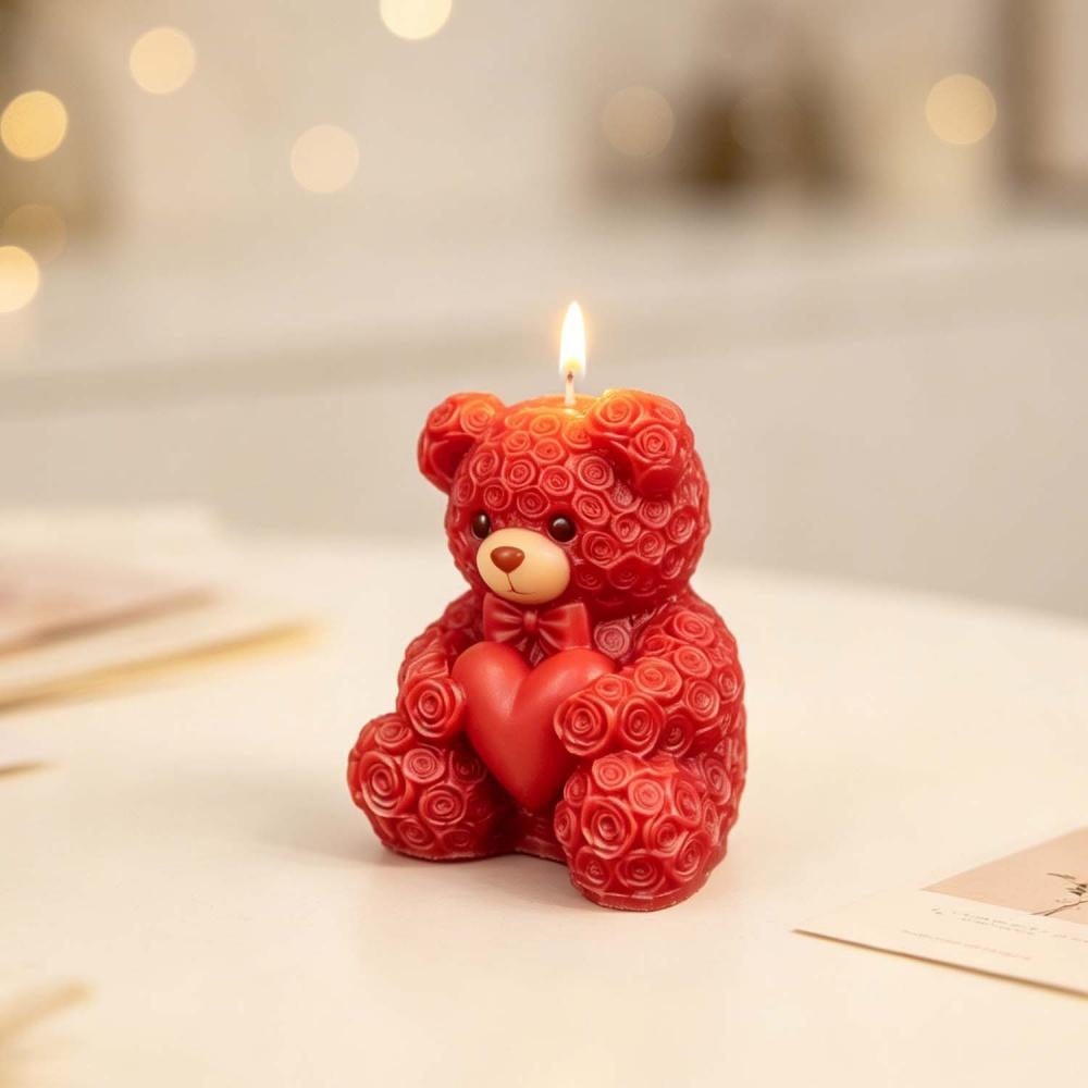 DIY Couple Bears Silicone Candle Mold Valentine's Day Handmade Gifts Aroma Gypsum Molds Home Decoration Crafts Making