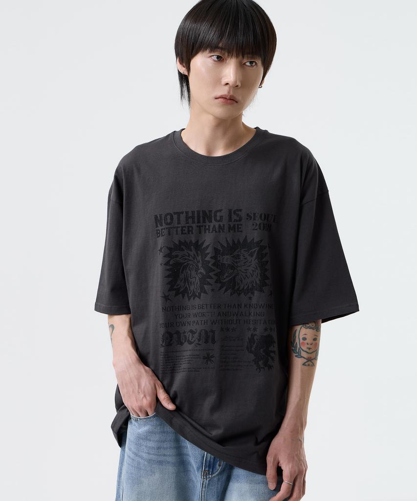 Nasttingijeubeleoldaenmi Retro Graphic Tee_Charcoal
