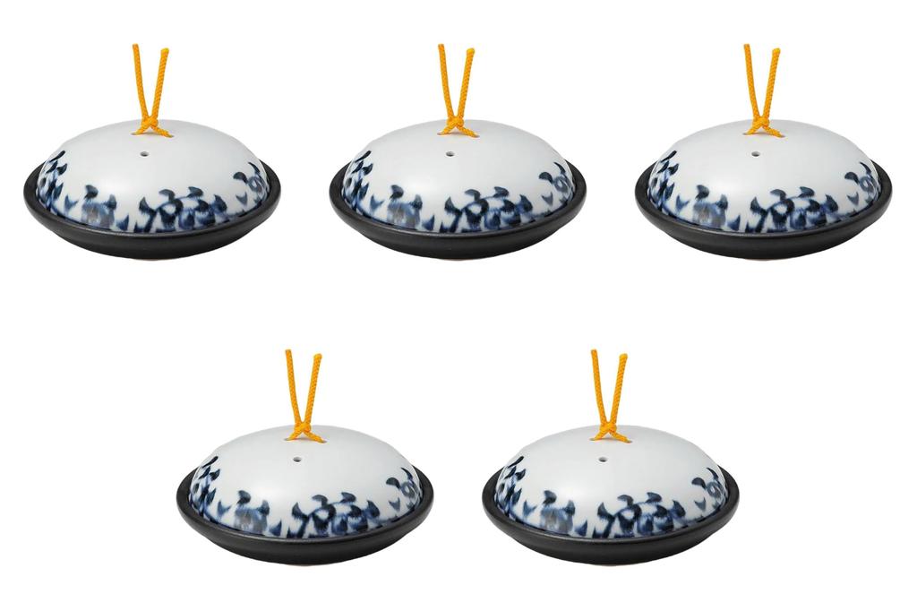 Set of 5 Small Blue and White Octopus Arabesque Ceramic Pots x Ceramic Pots with Reinforced Direct Setomonohonpo (17.1 7cm) Lids, Heat,