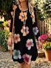 Autumn Winter Women's Dresses Casual Round Neck Long Sleeved Floral Print Loose Dress