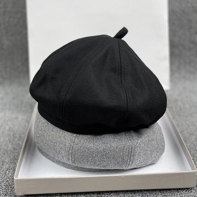 Japanese Season Painter Hat Women'S Wool Beret British Retro Pumpkin Octagonal Hat Has Large Size