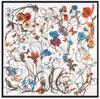 New Arrival Brand Shawl 100% Twill Silk Scarf Hyacinth Floral 130cm Square Scarves Print Kerchief Bandana Woman Headband Hijab