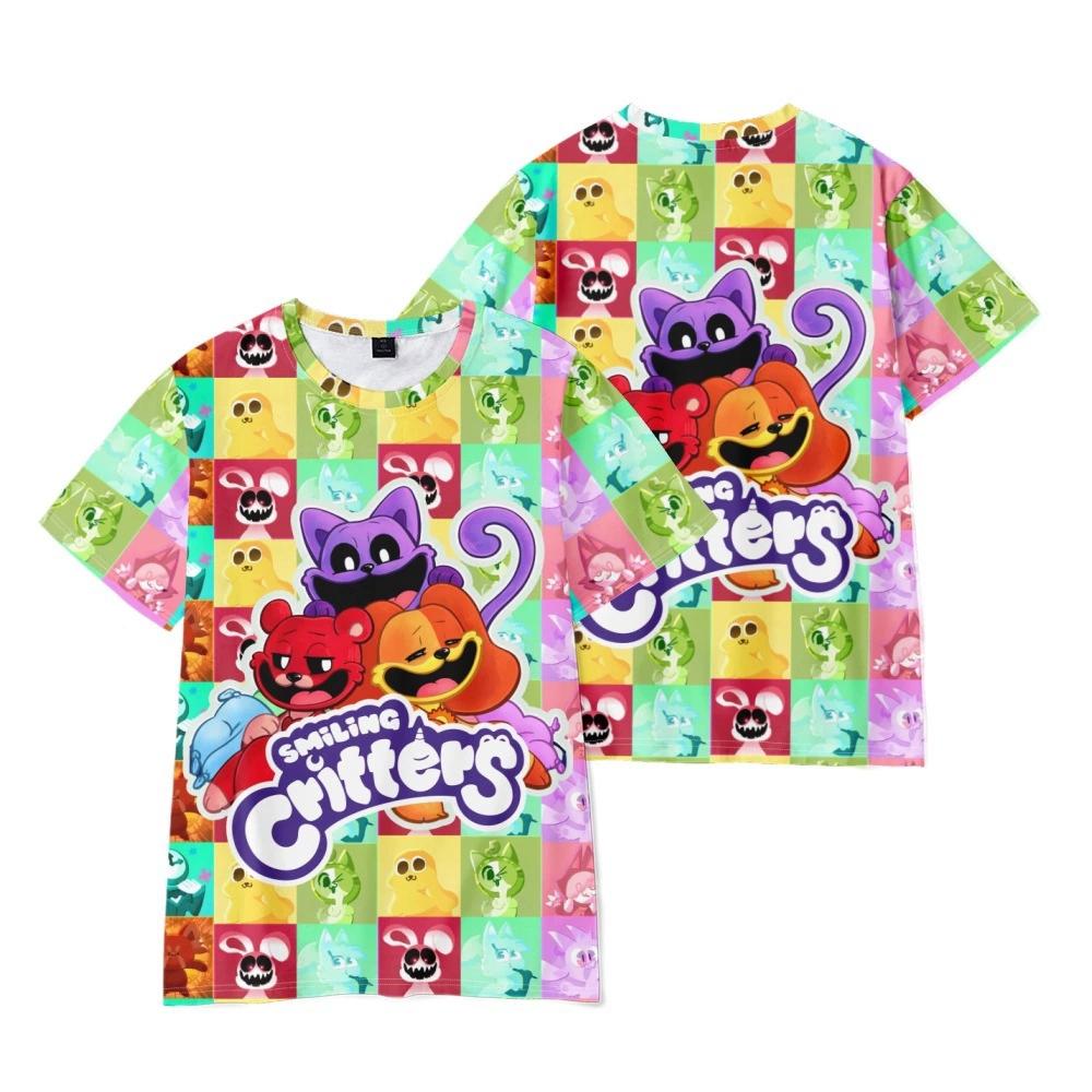 Smiling Critters Women Men s T-shirts Graphic Shirt 3D Printed O-Neck Oversized Short Sleeves Fashion Mens Clothing Streetwear XS