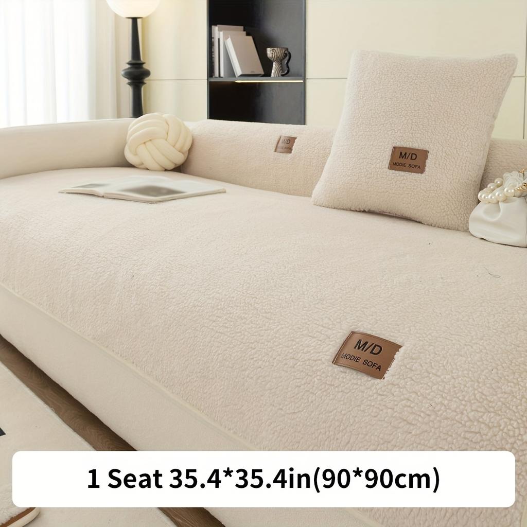 1pc Plush Sofa Slipcover/Pillowcase, Thickened Couch Cover Four Seasons Universal Furniture Protector for Bedroom Office Living Room Home Decor