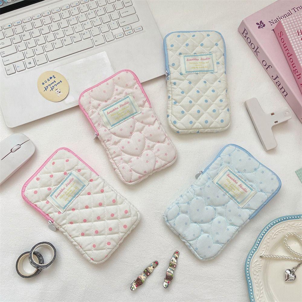 Cute Quilted Makeup Storage Bag Zipper Pencil Toiletry Organizer Stationery Storage
