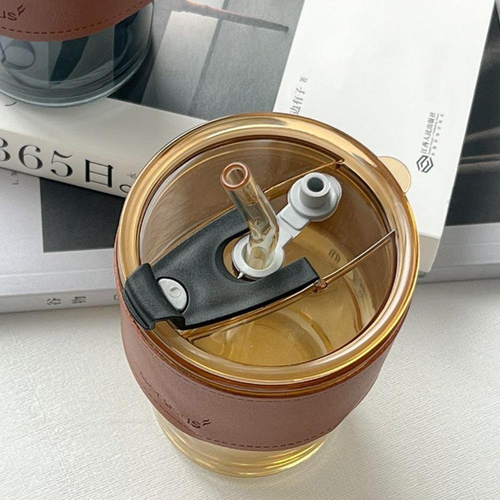 400ml Κούπα Γάλακτος από Γυαλί Διάφανη Κούπα Καφέ με Καλαμάκι Κούπα από Μπαμπού Wind Κούπα για Καλαμάκι Καφέ Πάρτι