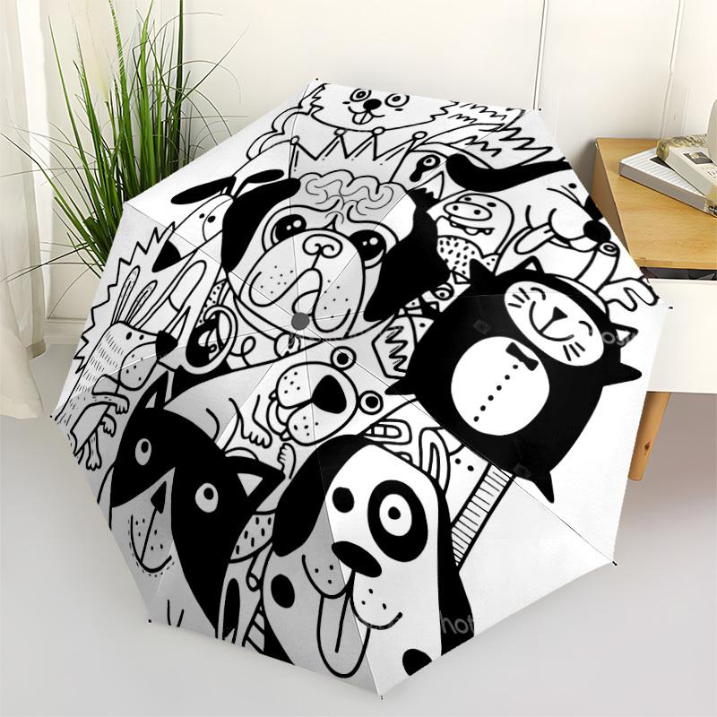 1pc Doodle Animals Automatic Open/close Umbrella, 8-Rib sturdy structure, Auto Folding/Opening, Portable Travel Umbrella for Women,232