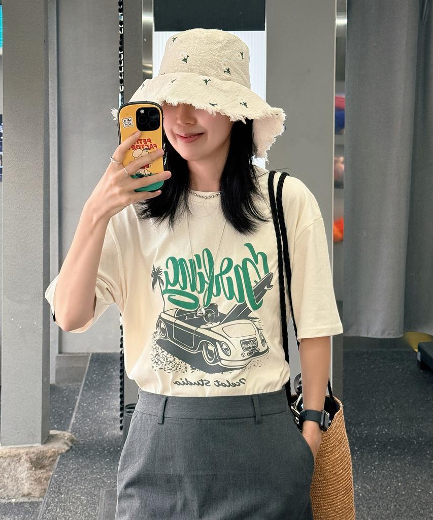 Osillos C97 Surf Car Oversized Short Sleeve T-Shirt_Cream
