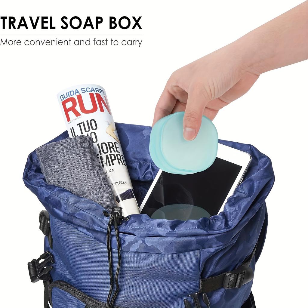 4-teiliges Reise-Seifendosen-Set Tragbare Seifenschale mit Schwammbehälter Runde Kunststoff-Seifendose mit Deckel 4 Farben