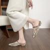 Weiwei Girl 6579-8 Summer Square Head Muller Shoes Bag Head Cool Slippers Women Summer Wear Thick Heel Half Drag Single Shoes