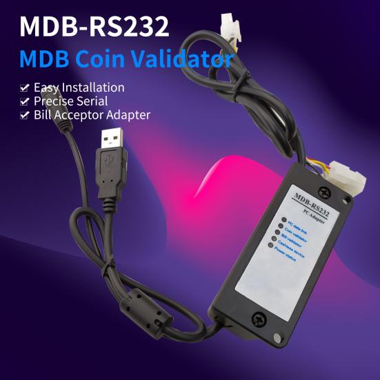 MDB-RS232 MDB Coin Validator Easy Installation Precise Serial Bill Acceptor Adapter with Indicator Light for Cashless Device