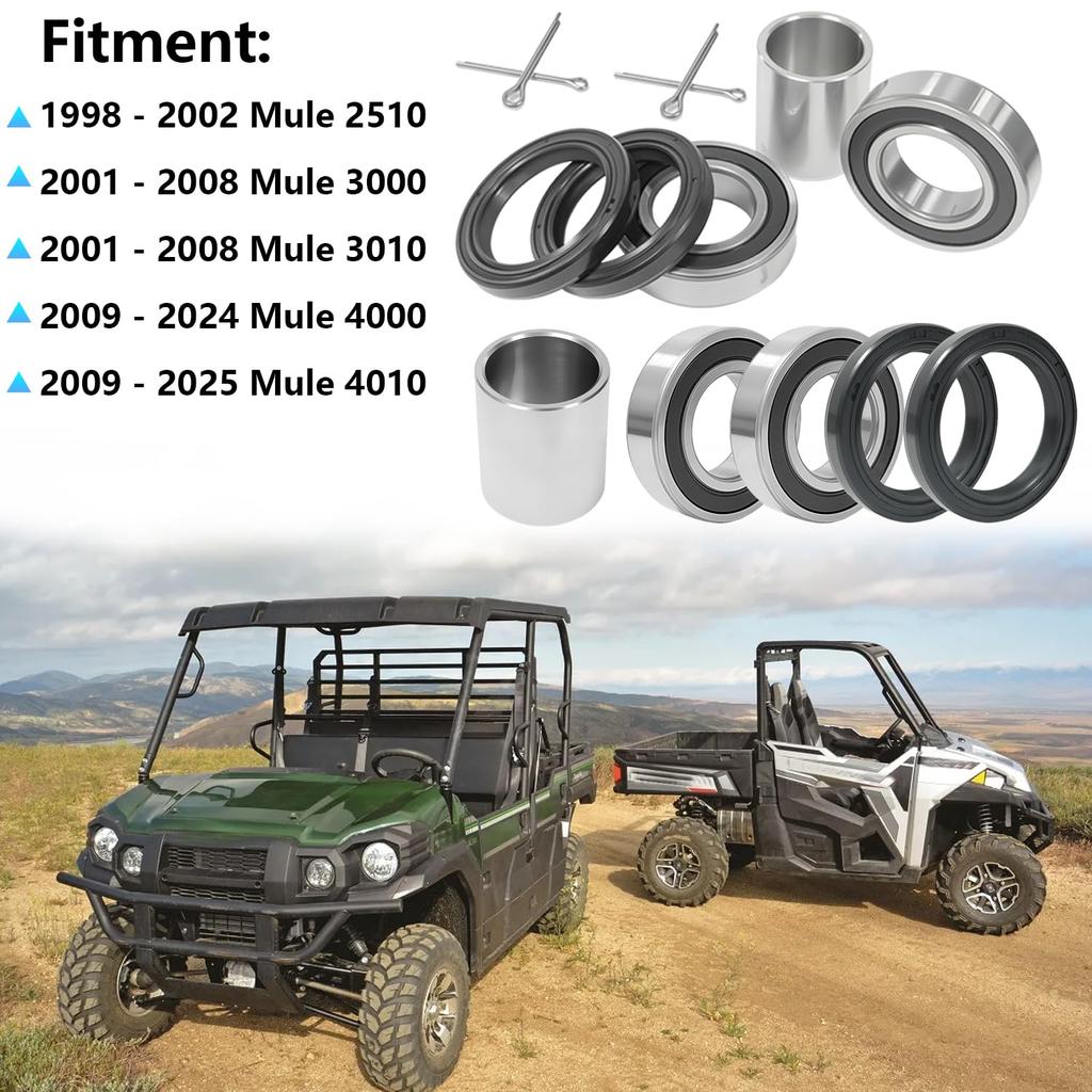 Front Axle Wheel Bearings & Seal Kit Compatible with Mule 2510 3000 3010 4000 4010, Included Spacers Collar & Pin Cotter Kit Replace for 92045-3707