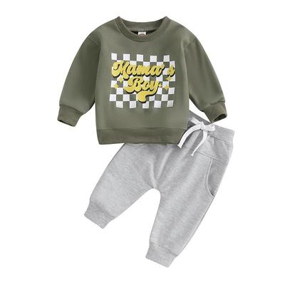 Baby-Jungen-Outfits, 6 Monate, 12 Monate, 18 Monate, 24 Monate, 3 Jahre, Neugeborene, Buchstabendruck, Langarm, Rundhalsausschnitt, Sweatshirt und Hose, Set, Kleinkind, 2-teilige Anzüge