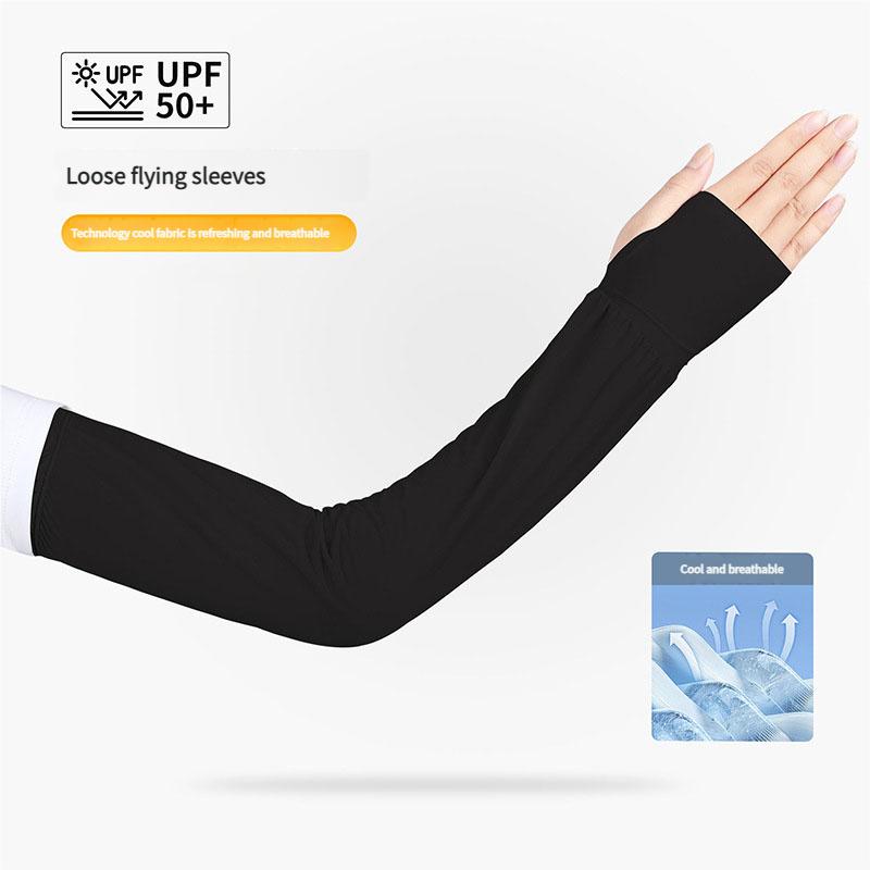 Loose Fit Cooling Arm Sleeves UV400 Sun Protection Breathable Fingerless Sun Cover for Running Cycling Outdoor Sports Armwear