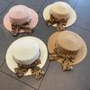 Bow Flat Top Top Hat UV Protection Versatile Casual Straw Hat Women's Summer Seaside Vacation Beach Hat