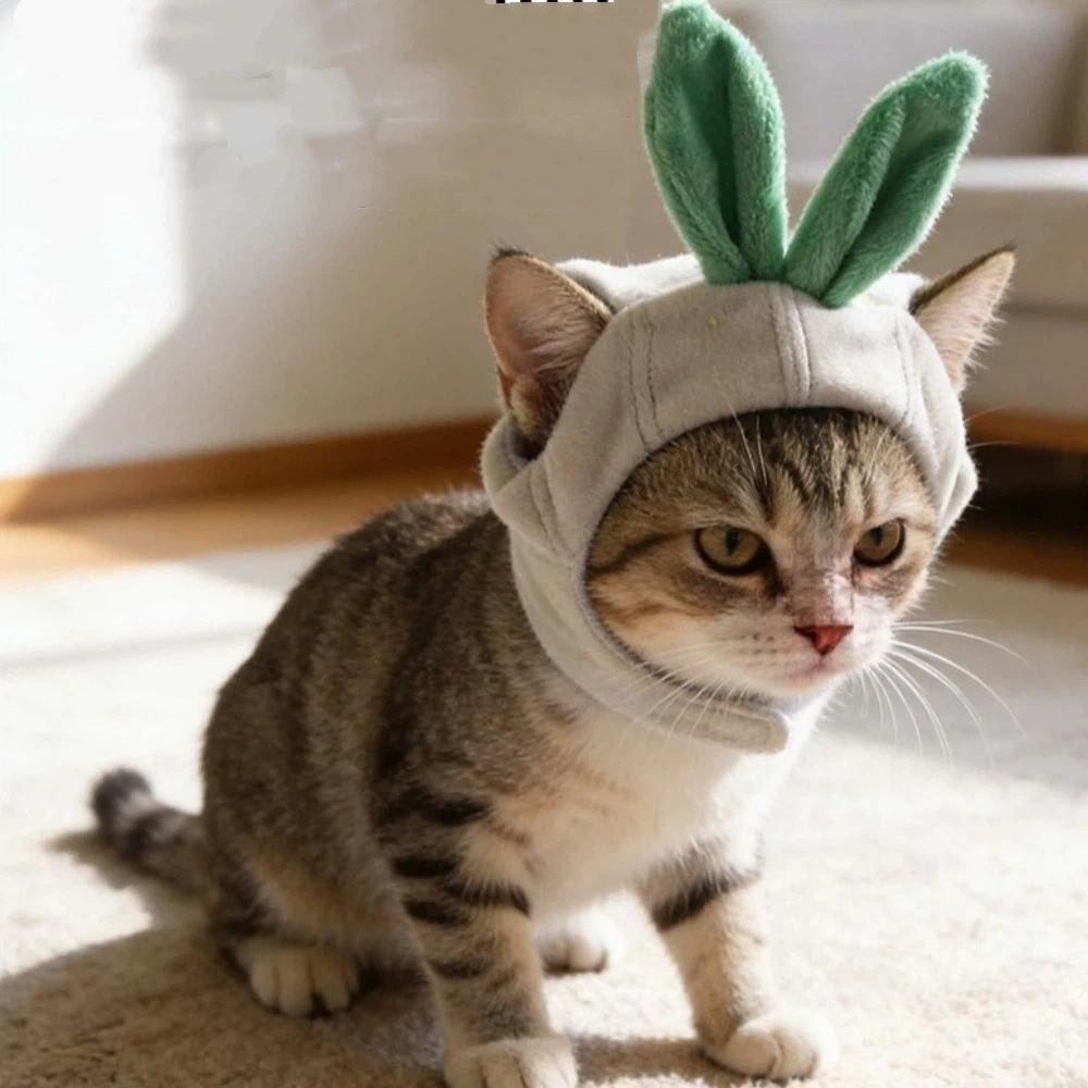 Multi-functional Cartoon Pet Garlic Hat Comfortable Funny Cat Head Cover Soft Dog Headdress Cosplay Event