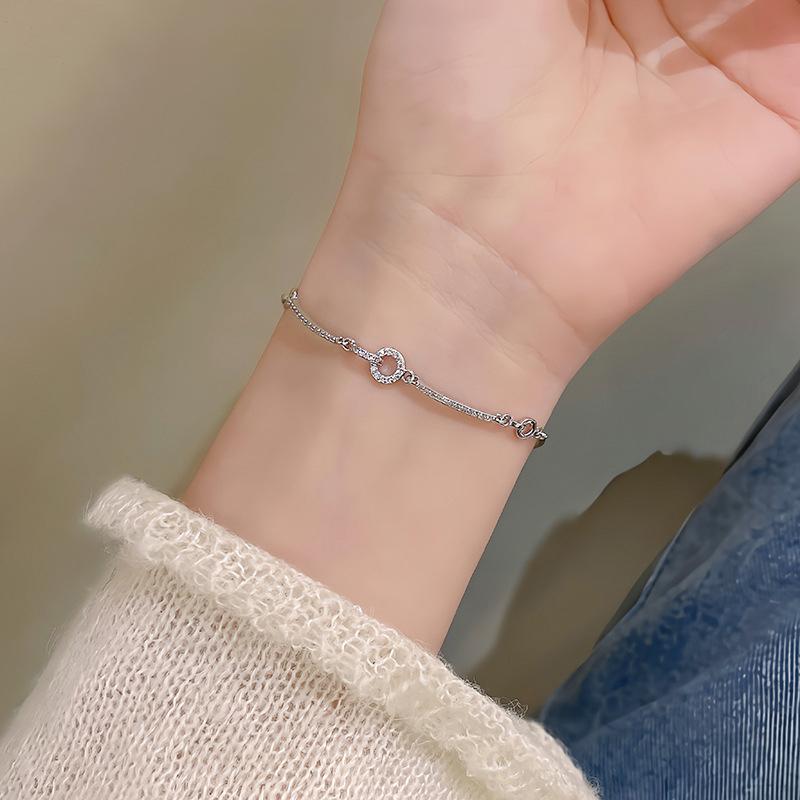 Korean Geometric Micro-Pavé Luxury Bracelet - Trendy  Hand Jewelry For Women Daily Party Accessories
