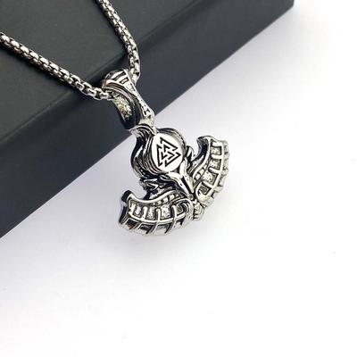 Ketting Scandinavische Stijl Viking Odin Strijdbijl Driehoek Runen Hanger