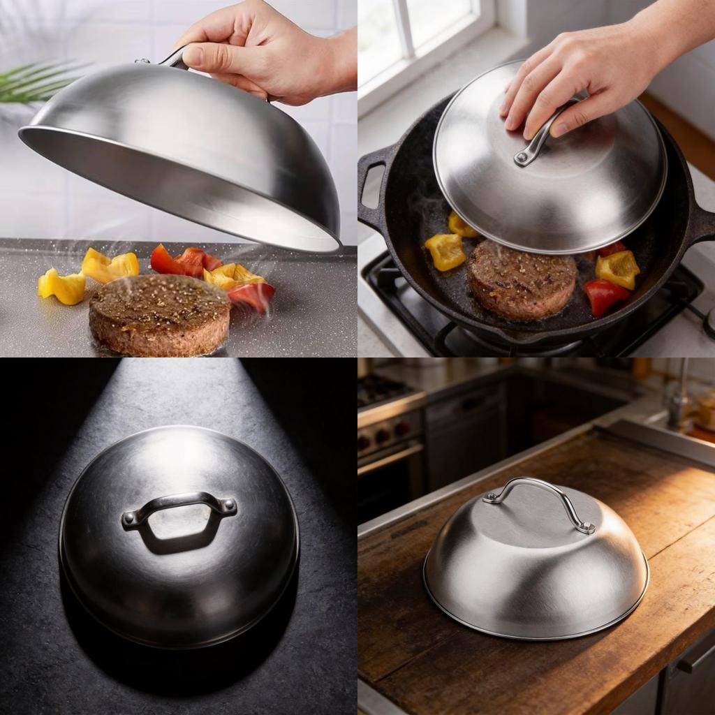 Stainless Steel Grill Cover For Steak And Burgers With Heat Resistant Design For Home And Outdoor Cooking