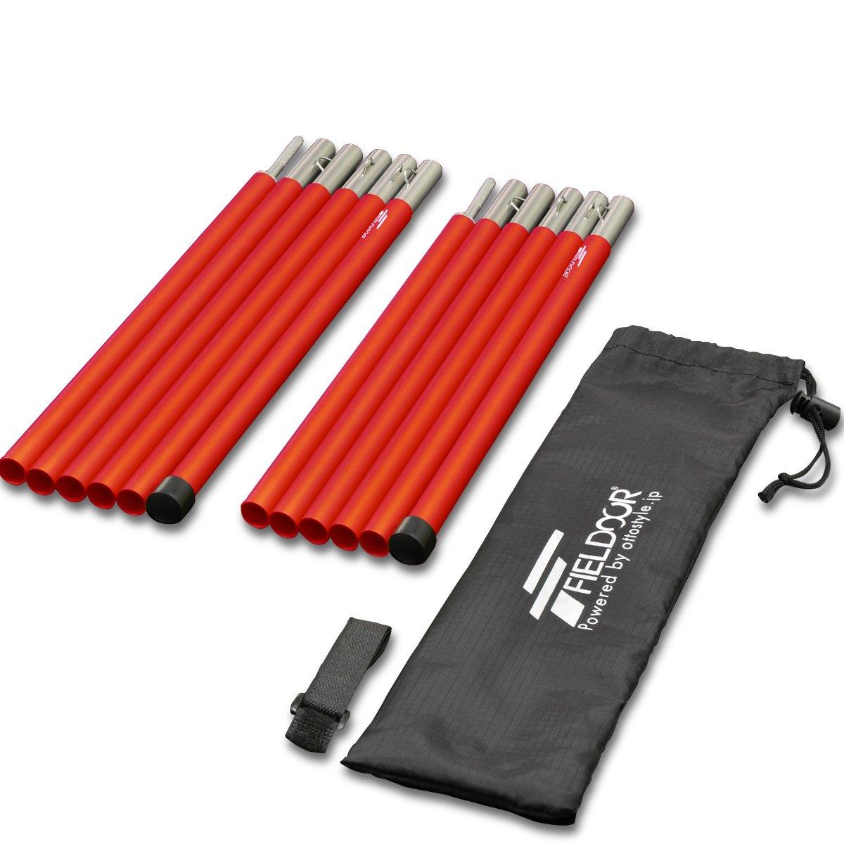 

FIELDOOR Aluminum Tent Poles, 2 Sets (6 Connected/180cm) [Red], Split Type, Small Group Camping, Solo Camping, Sub-Pole, Touring, Compact Tarp Tent