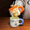 Ceramic Cute Bear Water Cup Straw Cup With Lid Ceramic Coffee Mug Beer Christmas Cups Funny Mugs Personalized Gift Drinkware Bar