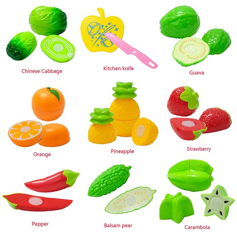 Vibrant Kid Pretend Role Play Kitchen Fruit Vegetable Food Toy Cutting Set Children Gift