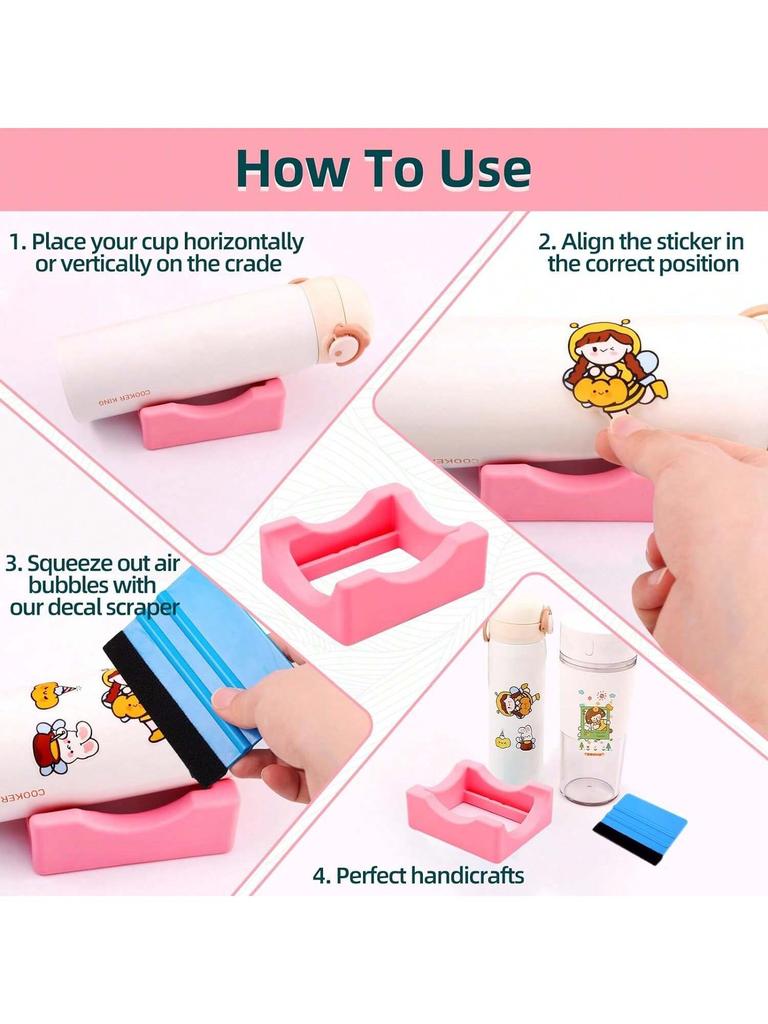 1pcs Silicone Cup Cradle for Tumblers with Built-in Slot, Vinyl Decals for Tumblers, Small Tumbler Stand Cup
