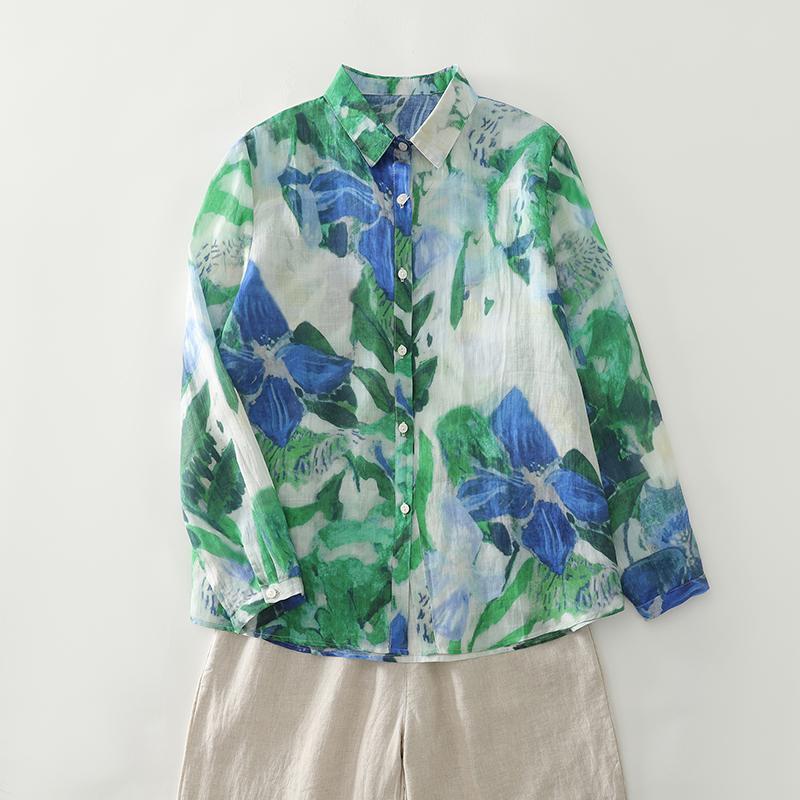 DIMANAF 2025 New Plus Size Women Tops Shirts Tees Cotton Casual Loose Floral Blouse Autumn Print Long Sleeve