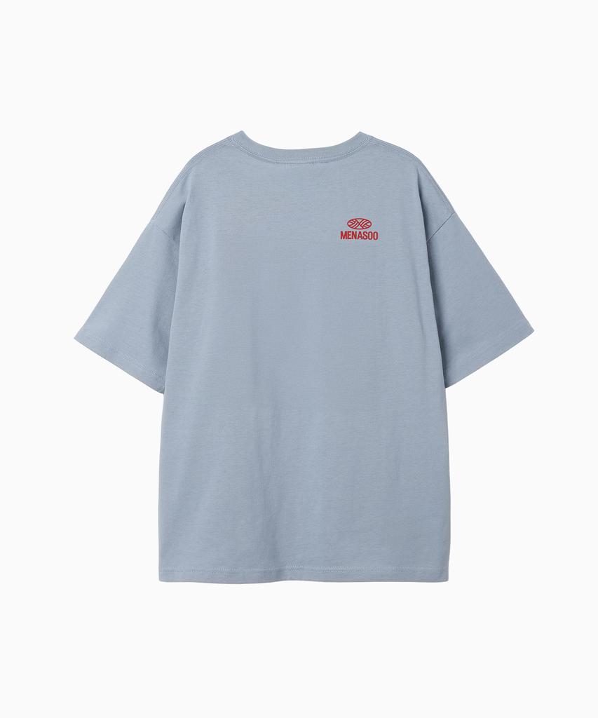 Minasu New Big Hearttrack Graphic T Shirt_Skyblue