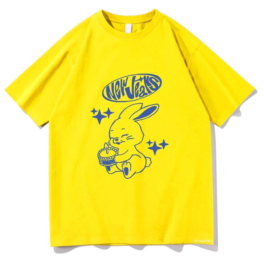 2023 NewJeans Bunnies Tričko Unisex Harajuku Grafika Funny Kawaii Tričko Unisex Vysoce kvalitní Denní Ležérní Bavlněná trička Korea