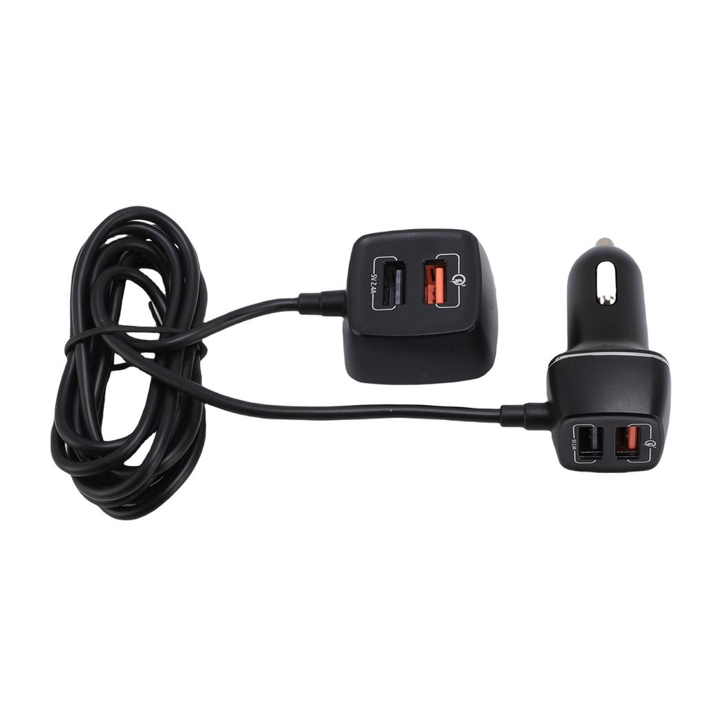 Fast Charging USB Car Charger 60W 4 Port QC3.0 Multifunctional for Phone Front Rear Seat