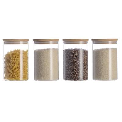 4x1000ml Potes de Armazenamento de Alimentos Conservação em Vidro Borossilicato com Tampa Hermética (10x15cm)