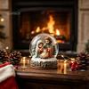 Rotating Carousel Table Ornament Christmas Crystal Ball Figurine, 2D Acrylic Winter Cottage Lightweight Holiday Gift Tabletop Ornaments for
