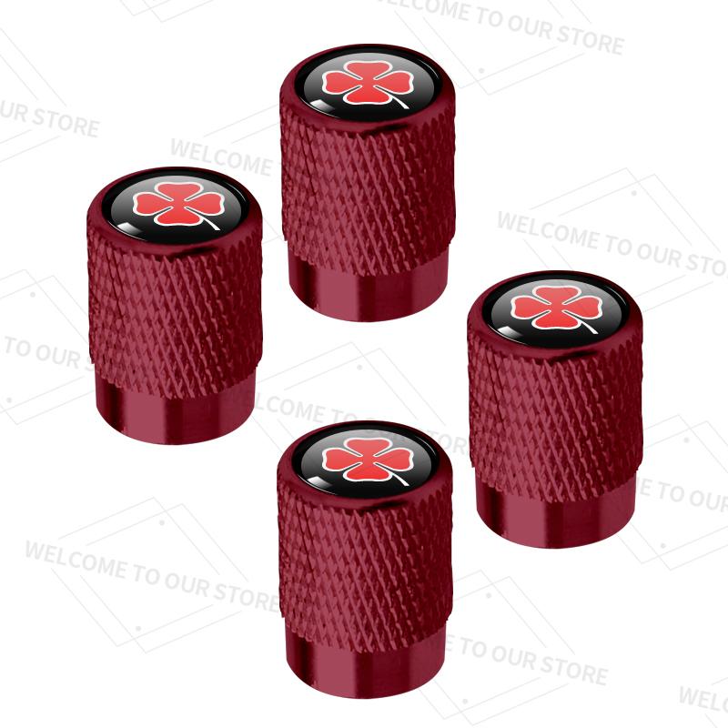 4pcs/1set Four-leaf Clover Logo For Alfa Romeo Giulietta Giulia Mito Car Valve Caps Wheel Tires Air Tyre Stem Protective Cover nsf154