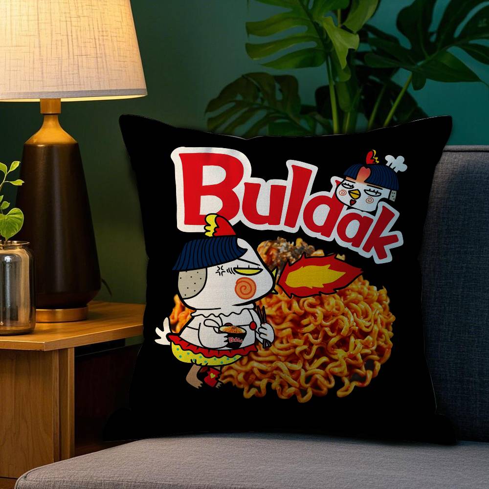 Kwaii Anime B-Buldak RameSn Povlak na polštář Plyšová látka Měkký oboustranný potisk Domácí pohovka Vysoce kvalitní povlak na polštář Přehoz