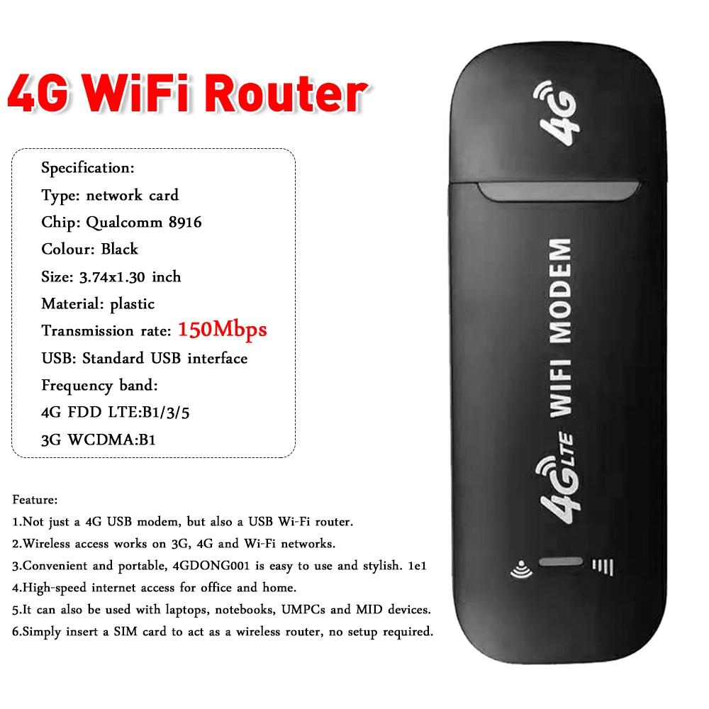 4G LTE WiFi Router Wireless Router 150Mbps SIM Card Portable WiFi Dongle Mini Pocket Hotspot Mobile Broadband USB Modem Router