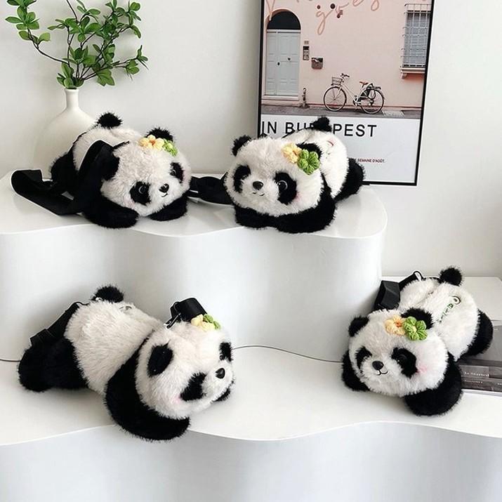 Fluffy Panda Animal Shape Plush Single Shoulder Crossbody Bag Gifts Fashion