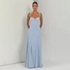 Abito Lungo Aderente Elegante da Donna Senza Maniche con Incrocio sulla Schiena Monocolore
